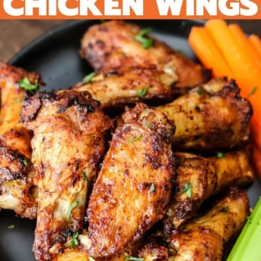 Crispy air fryer chicken wings served with dipping sauce