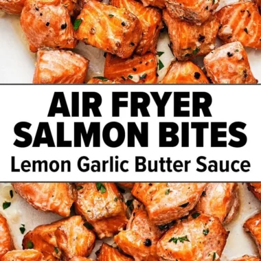 Air fryer salmon bites seasoned and ready to serve