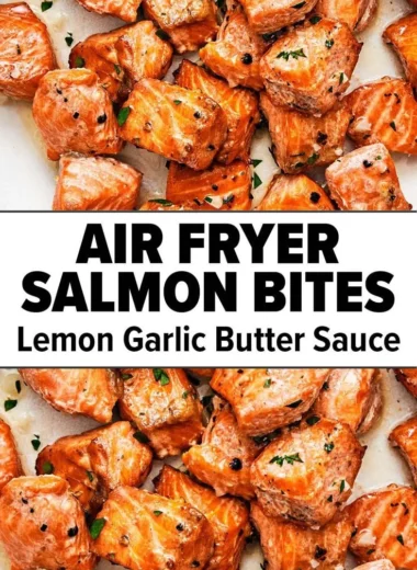 Air fryer salmon bites seasoned and ready to serve