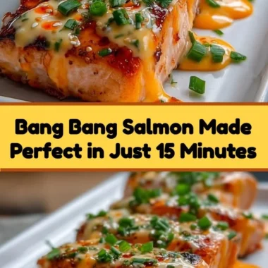 Bang Bang Salmon dish featuring a spicy sauce and garnished with herbs