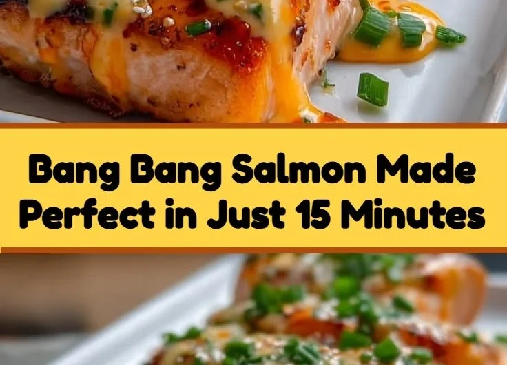 Bang Bang Salmon dish featuring a spicy sauce and garnished with herbs