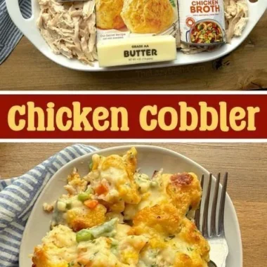 A mouthwatering chicken casserole topped with crispy cheese and herbs