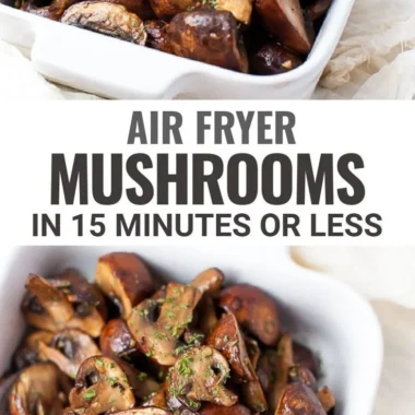 Crispy air fryer mushrooms ready to serve as a delicious snack or side dish.