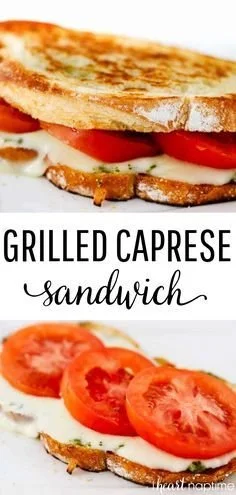 Grilled caprese sandwich with fresh mozzarella, tomatoes, and basil