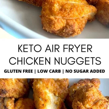 Crispy Keto Air Fryer Chicken Nuggets served with dipping sauce.