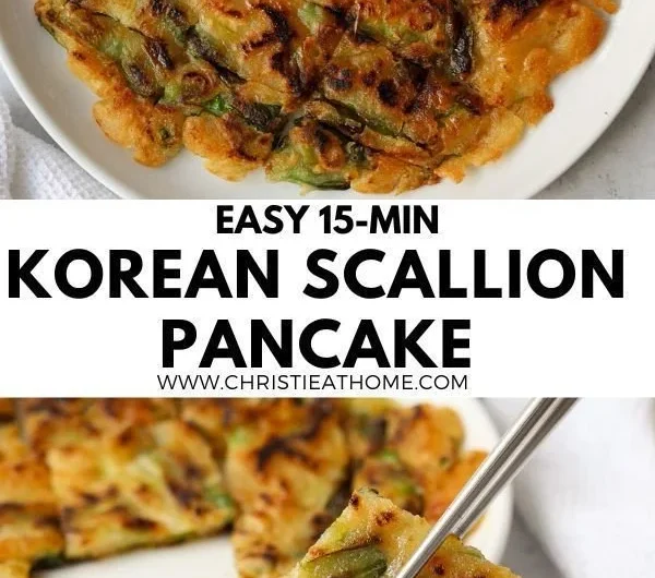 Delicious scallion pancake served with dipping sauce, showcasing crispy texture and green onions.