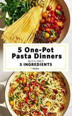 Delicious one-pot pasta dish cooked with colorful vegetables and herbs.
