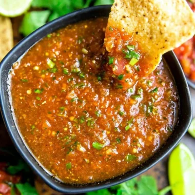 Delicious homemade Blender Salsa made with fresh ingredients.