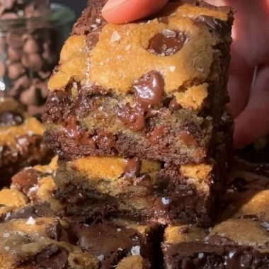 Delicious brown butter brookies served on a plate, highlighting their rich texture.