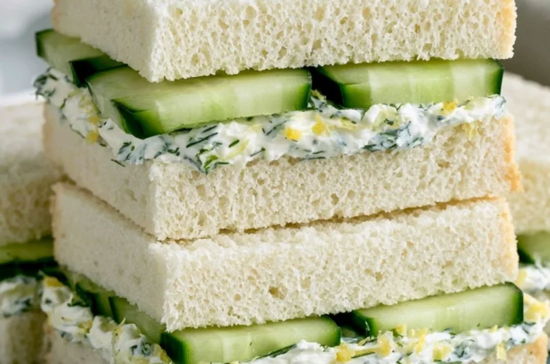 Delicious cucumber sandwich on a plate, perfect for tea parties and snacks.