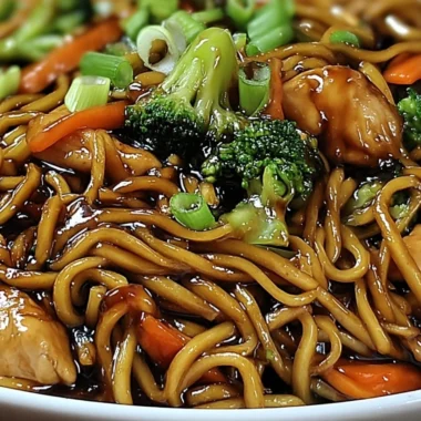 Extra saucy garlic chicken lo mein with tender chicken and flavorful noodles