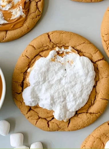 Delicious Fluffernutter Cookies topped with peanut butter and marshmallow cream