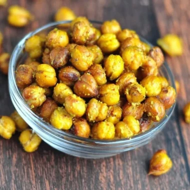 Honey mustard roasted chickpeas snack in a bowl