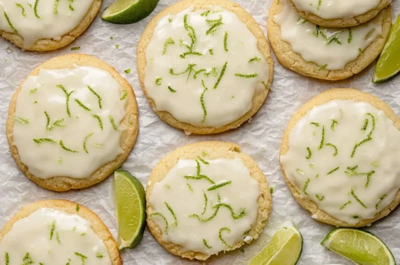 Freshly baked Key Lime Cookies with a zesty lime glaze