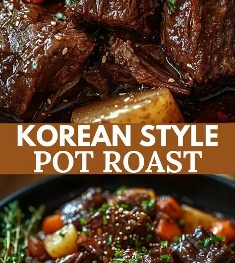 Korean style pot roast with rich flavors and tender meat served on a plate.
