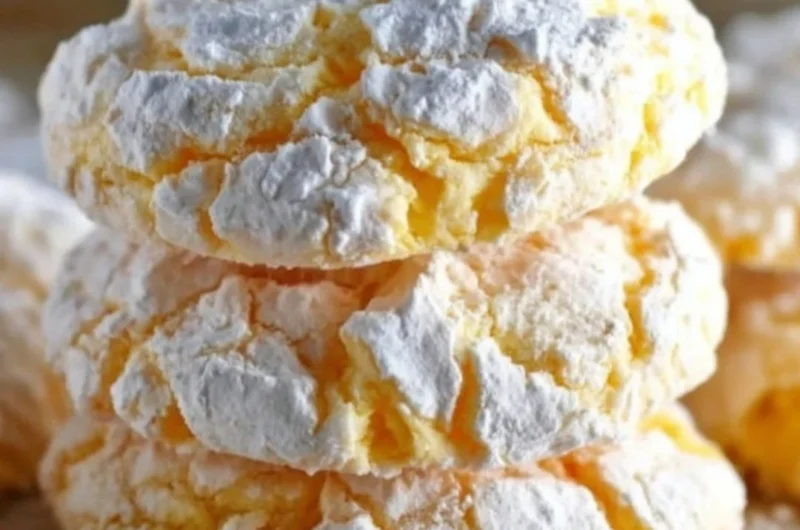 Lemon Cool Whip Cookies on a plate, garnished with lemon zest.