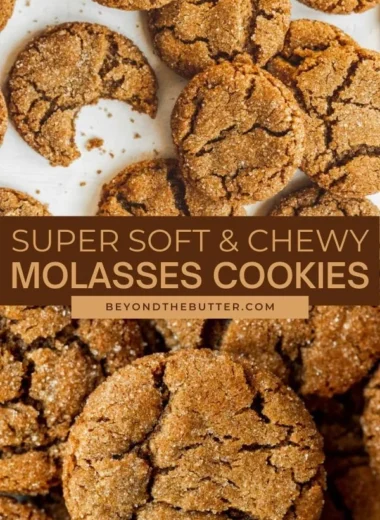 Freshly baked old fashioned soft molasses cookies on a cooling rack.