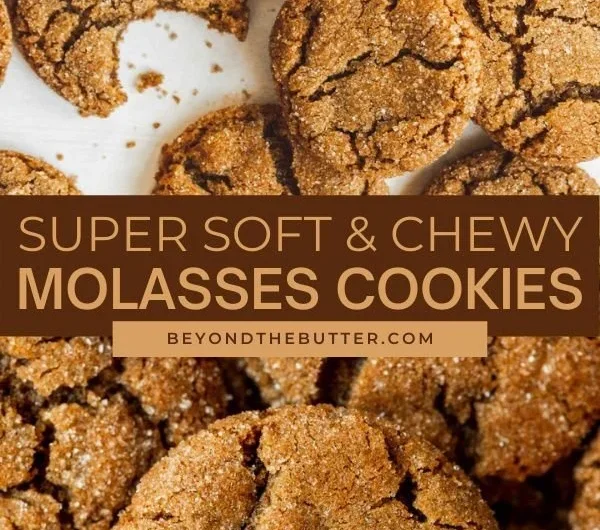 Freshly baked old fashioned soft molasses cookies on a cooling rack.