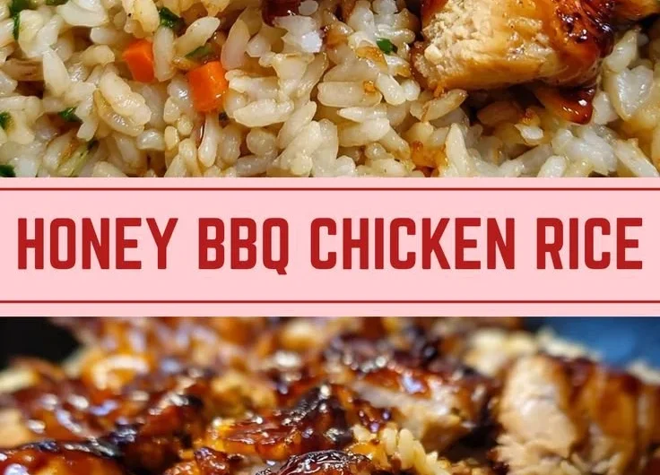 One-Pan Honey BBQ Chicken Rice dish served in a skillet