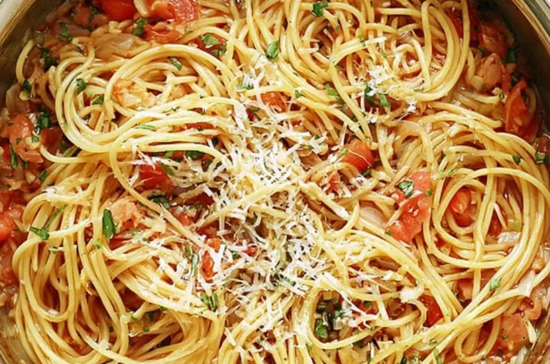 Delicious one pot pasta dish with fresh ingredients and vibrant colors