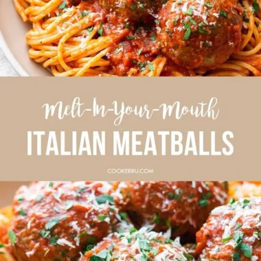 Delicious oven-baked Italian meatballs served in marinara sauce
