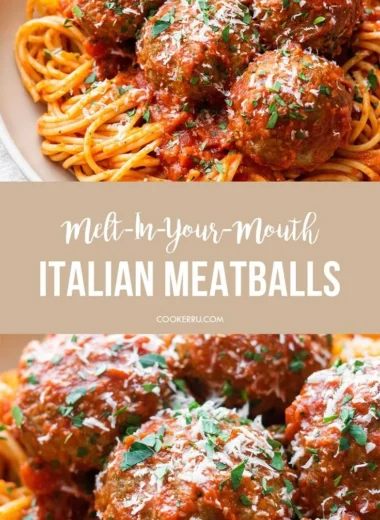 Delicious oven-baked Italian meatballs served in marinara sauce