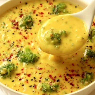 Bowl of vegan broccoli potato soup topped with fresh herbs and a drizzle of olive oil.