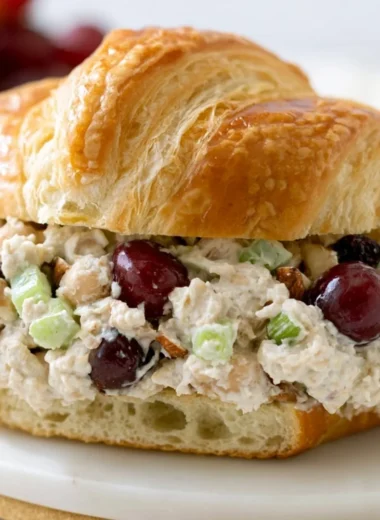 Bowl of vegan chicken salad made with plant-based ingredients