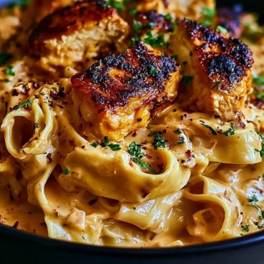 Plate of Cowboy Butter Chicken Pasta showcasing creamy sauce and pasta blend