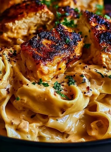 Plate of Cowboy Butter Chicken Pasta showcasing creamy sauce and pasta blend