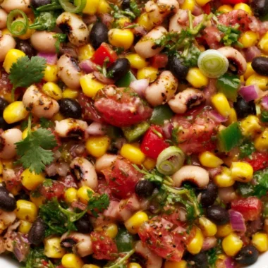 Cozy cowboy caviar recipe with fresh ingredients in a bowl.
