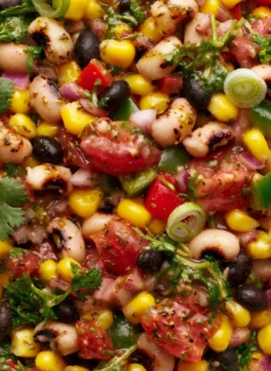 Cozy cowboy caviar recipe with fresh ingredients in a bowl.