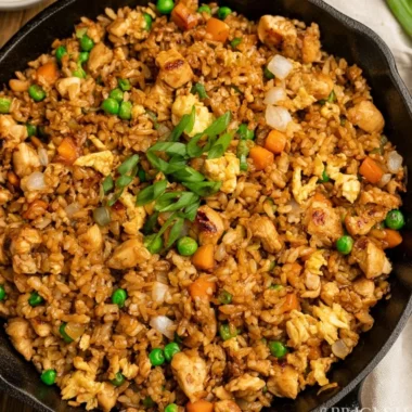 Cozy Hibachi Chicken Fried Rice served in a bowl