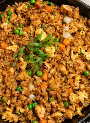 Cozy Hibachi Chicken Fried Rice served in a bowl