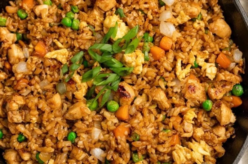 Cozy Hibachi Chicken Fried Rice served in a bowl