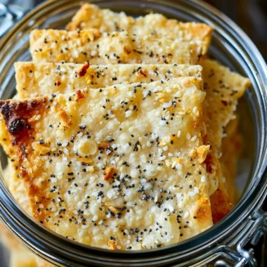 Delicious homemade sourdough crackers on a rustic wooden board