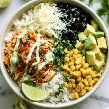 Cozy Mexican-inspired slow cooker chicken bowl with colorful toppings