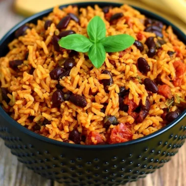 One-pot Mexican rice dish garnished with fresh herbs