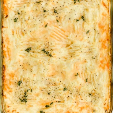 Delicious homemade Shepherd's Pie with mashed potatoes and ground meat
