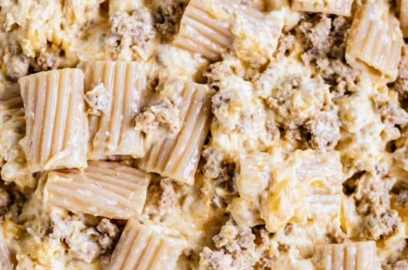 A delicious homemade cheeseburger pasta dish served in a bowl
