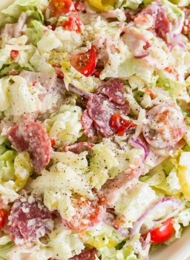 Italian Grinder Salad featuring chopped vegetables and cured meats
