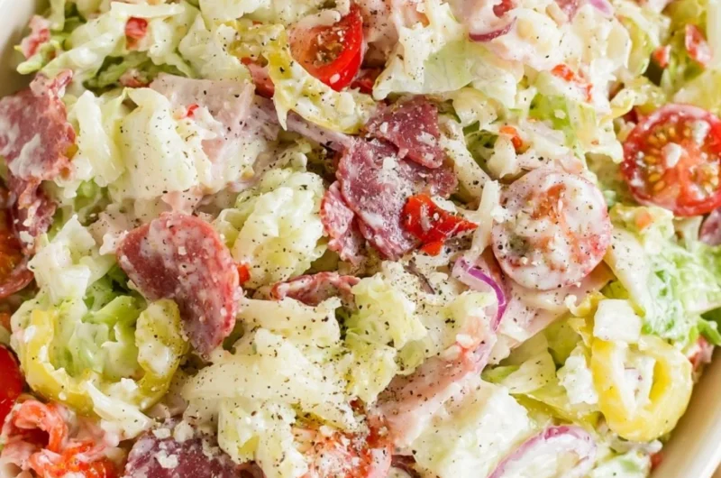 Italian Grinder Salad featuring chopped vegetables and cured meats