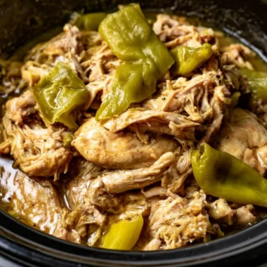 A delicious plate of Mississippi Chicken with creamy sauce and spices.