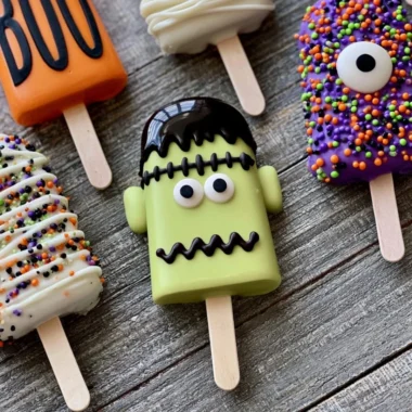 Spooky monster cakesicles decorated for Halloween