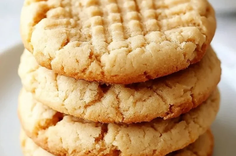 Thick and chewy peanut butter cookies fresh out of the oven