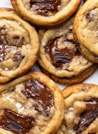 Delicious brown butter chocolate chip cookies on a cooling rack