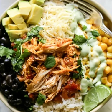Cozy Chicken Burrito Bowl with fresh ingredients and vibrant toppings