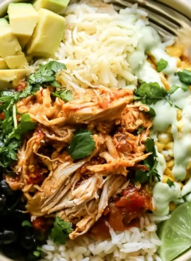 Cozy Chicken Burrito Bowl with fresh ingredients and vibrant toppings