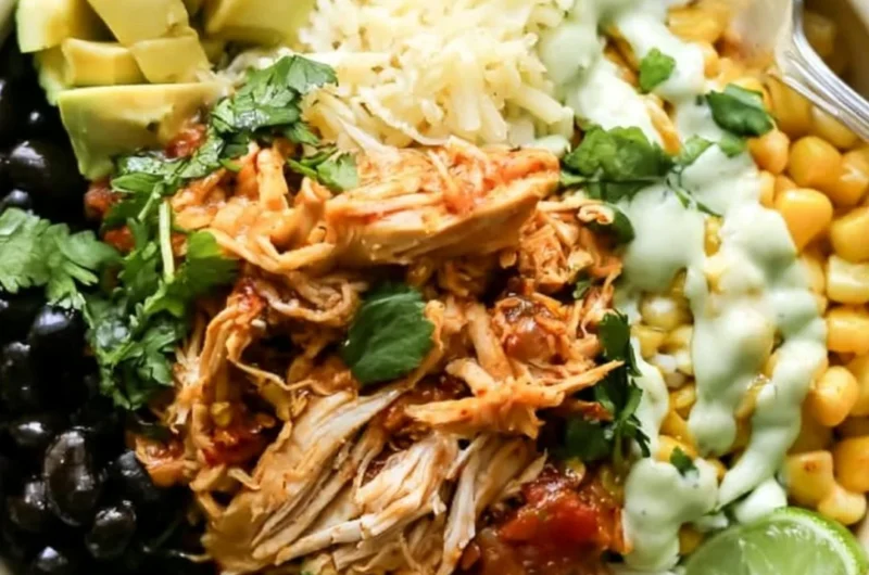 Cozy Chicken Burrito Bowl with fresh ingredients and vibrant toppings