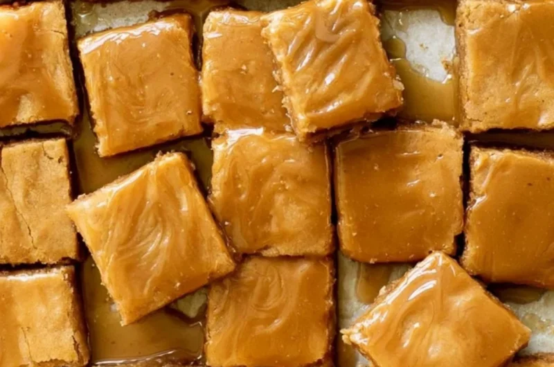 Cozy maple blondies with a delicious maple glaze drizzled on top.